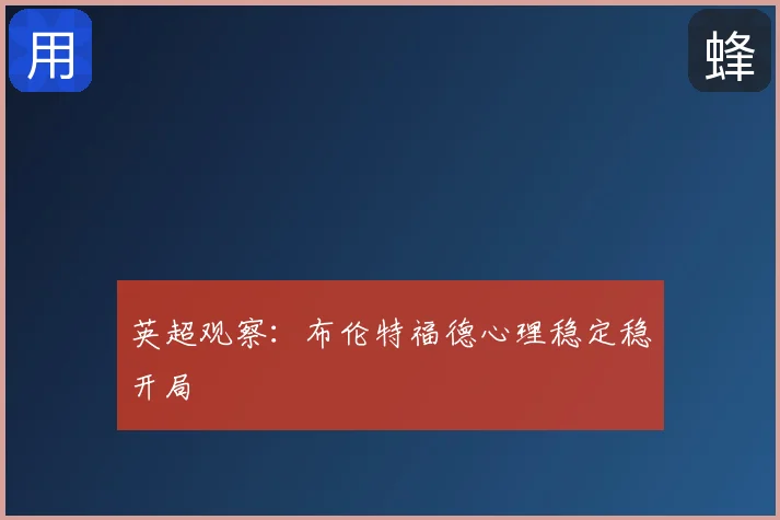 英超观察：布伦特福德心理稳定稳开局